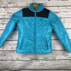 CB Sports Puffer Jacket [Girls L/G]‎ Blue Black Full Zip Lightweight Coat